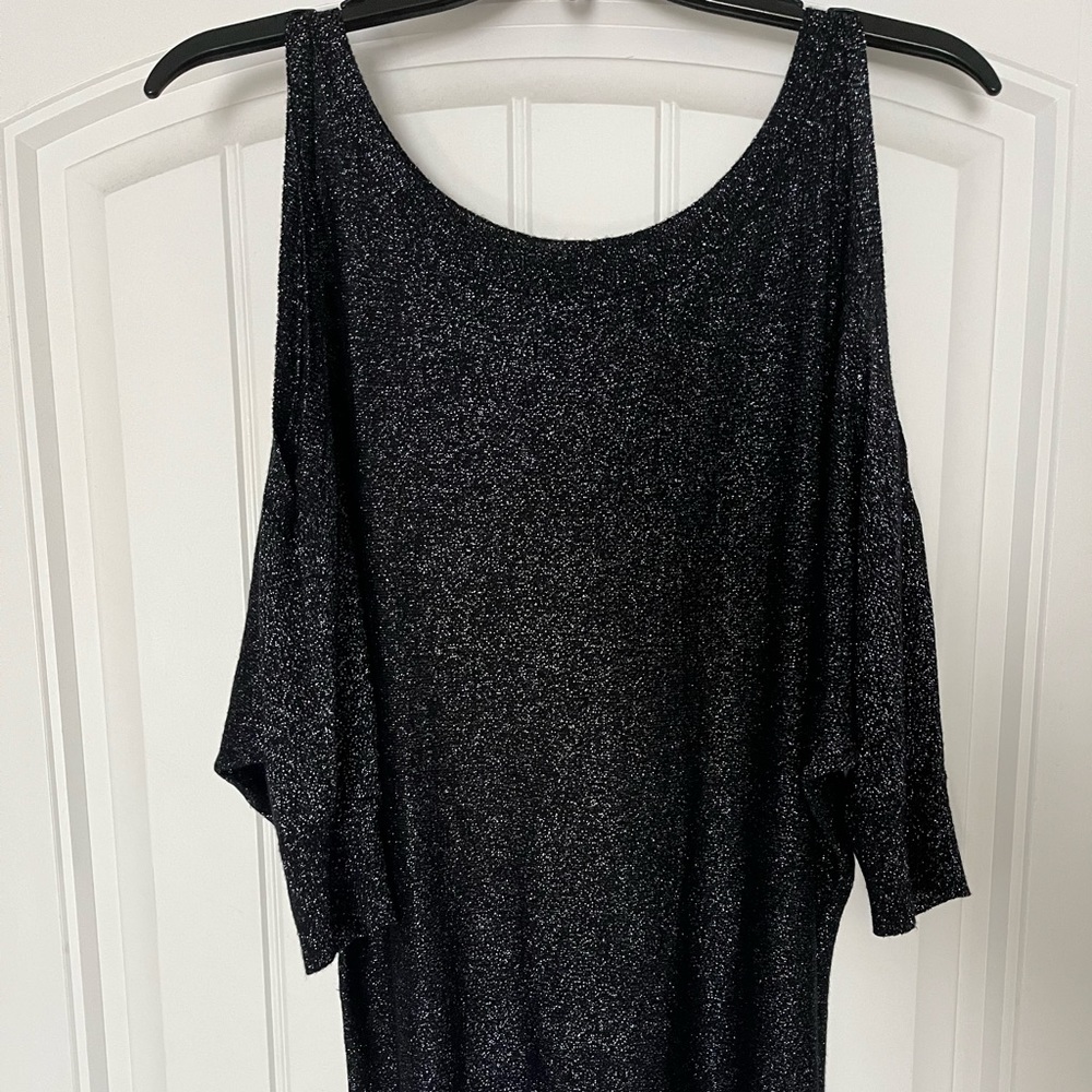 Express, cold-shoulder, shimmer top